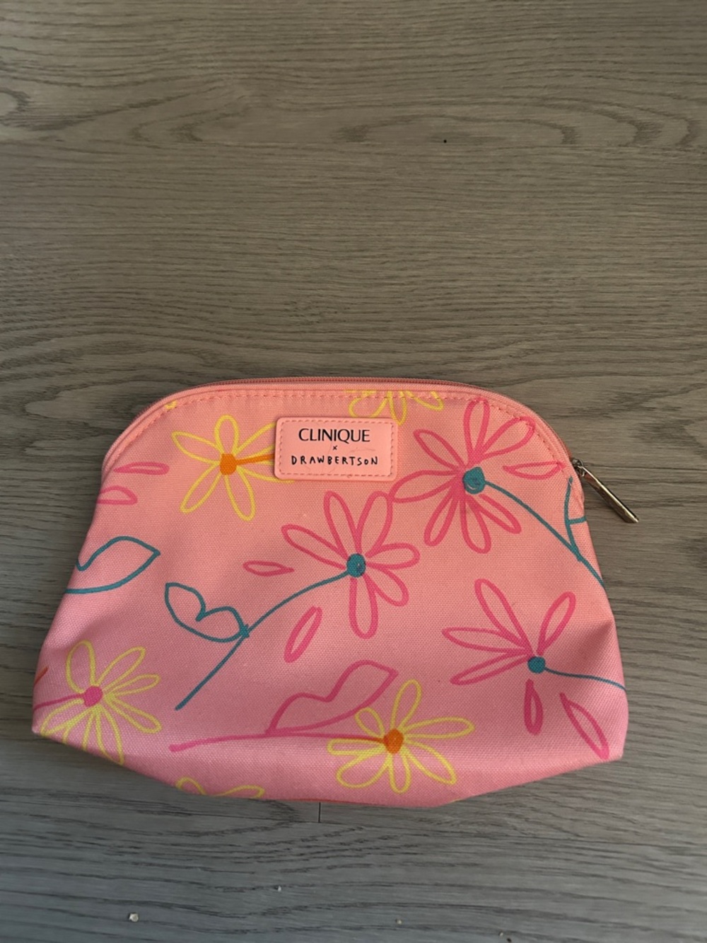 Clinique Pink Floral Drawbertson Cosmetic Pouch